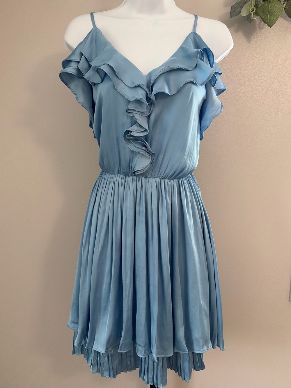 NWT Easel Ruffled Light Blue Spaghetti Strap Sundress